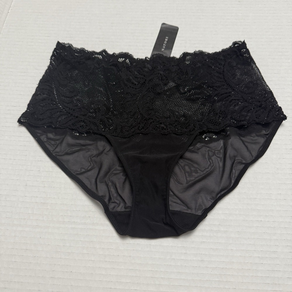 Natori Feathers Hipster Briefs Black Underwear Panties 756023 Women's Size M